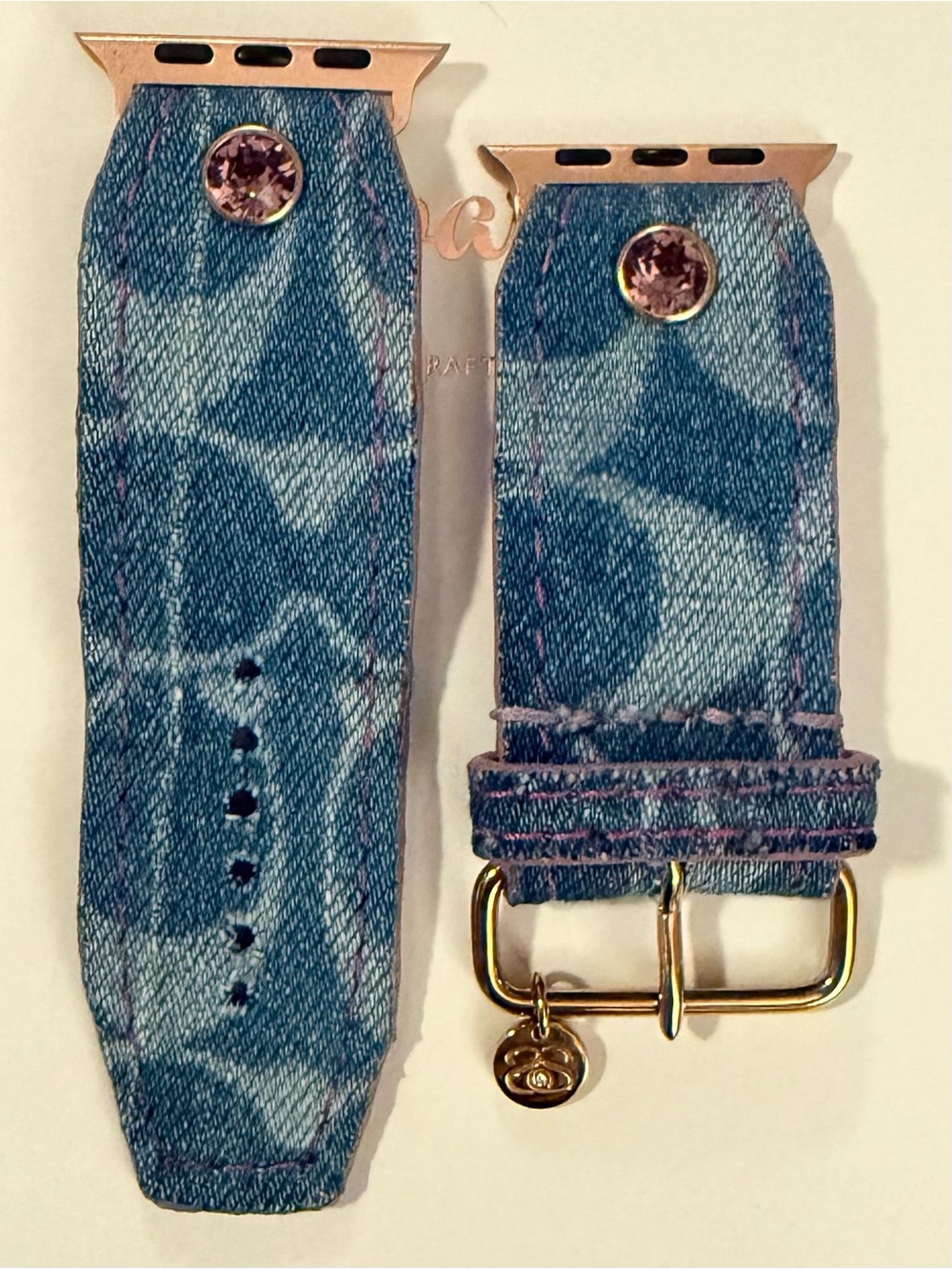 Spark*l Bands Size 2 Coach Denim Watchband lined in Tulip